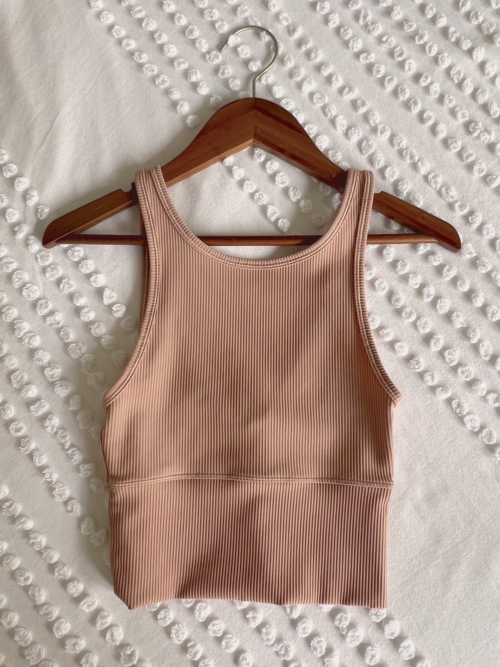 lululemon athletica Power Pivot Ribbed Crop Tank Top in Clay